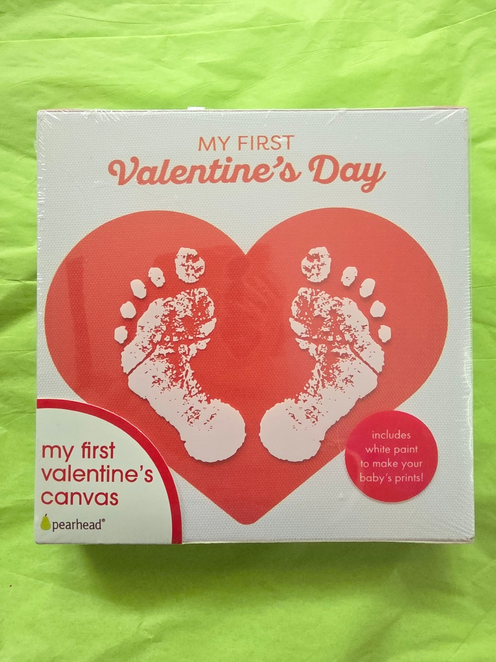 Pearhead - Red & White Baby 'My First  Valentine’s Day' Keepsake Canvas